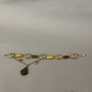 Gold-tone Brown Yellow Multicolor Chain Fashion Bracelet